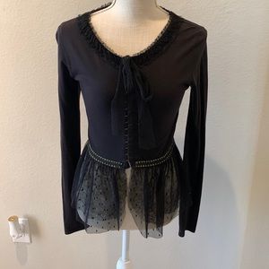 NWOT Anthropologie Anna sui black clasp long sleeved shirt
